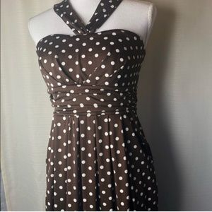 Polka dot halter maxi dress